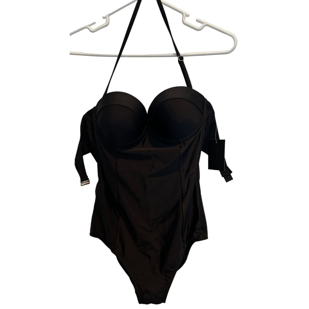 Frederick's of Hollywood Bondi‎ One Piece Medium Womens Black Underwire Swimsuit